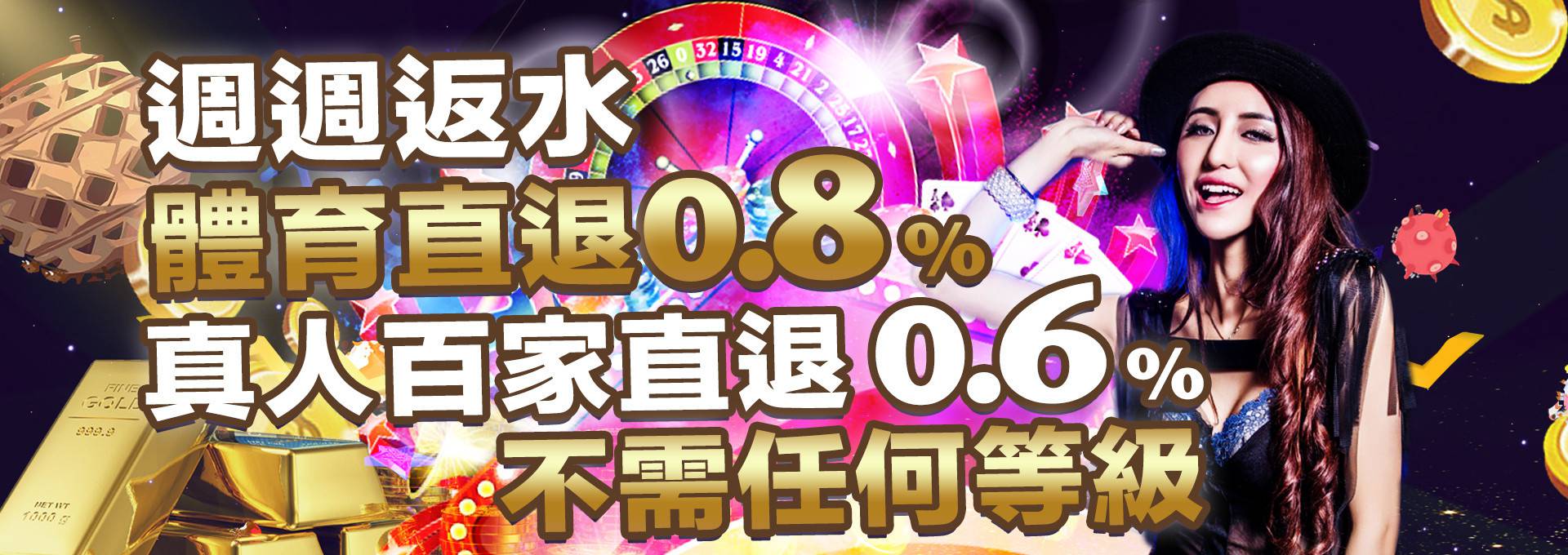 淘盈娛樂城會員無需等級週週高額返水0.8%/百家樂0.6%回饋！