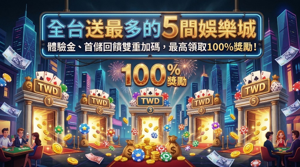全台送最多的5間娛樂城：體驗金、首儲回饋雙重加碼，最高領取100%獎勵！